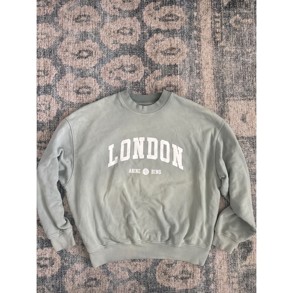 Anine Bing Jaci Sweatshirt University London in‎ Washed Faded Seafoam size Small